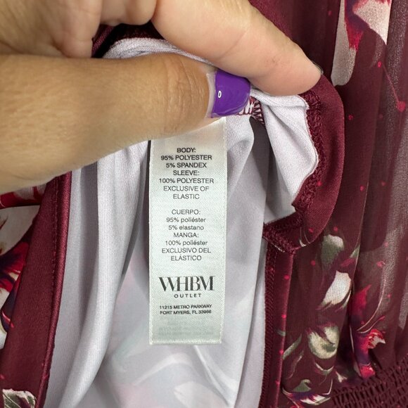 NWT White House Black Market Notch Tunic Holiday Floral Zinfandel Large #WHBM30 - Picture 5 of 9